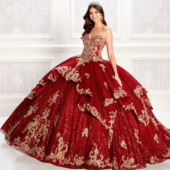 Red MQ2012 Dama Dress for Quinceañera